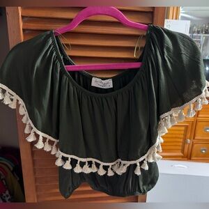 Lavender field off the shoulder crop top